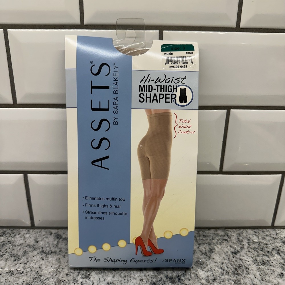 Spanx Assets by Sara Blakely Hi-Waist Mid Thigh‎ Shaper Size 3 Nude NEW Dress